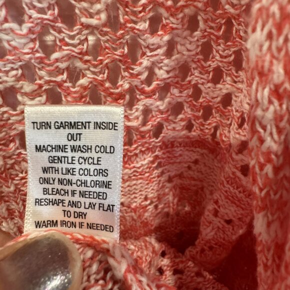 EUC Lightweight Pink & White Short-Sleeve Cardigan Sweater is2 - Picture 5 of 7